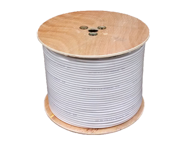Coaxial cable RG6 1.02MM Copper center, 90% aluminum mesh, white color.305mts/1000ft/WOODEN ROLL